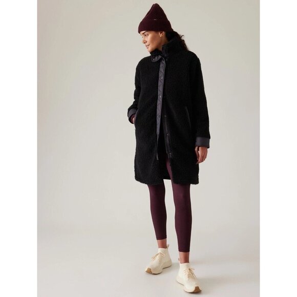 ATHLETA Cozy Day Hybrid Coat Black Women's LG - Picture 1 of 11